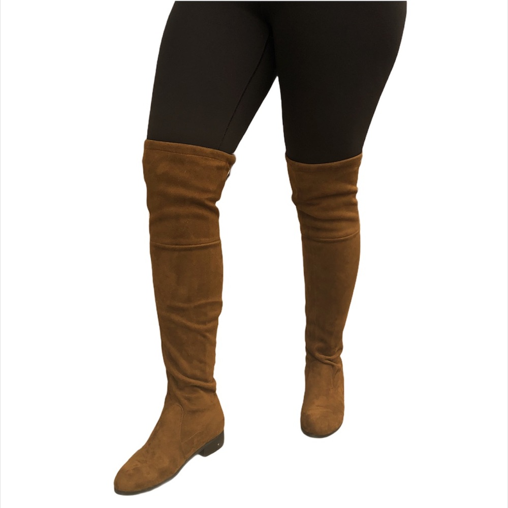 Tall Faux Suede Over-the-Knee Boots - Brown